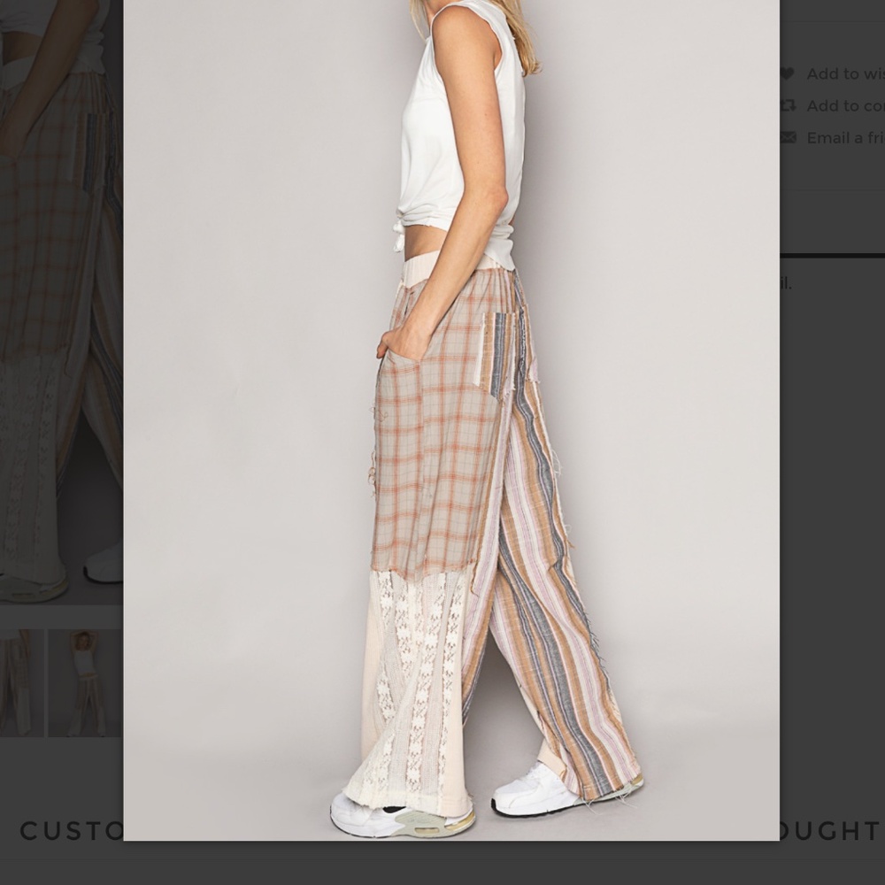 POL 💚 454 POL Plaid with Lace Detail Knit Pants SR21A - Picture 6 of 8